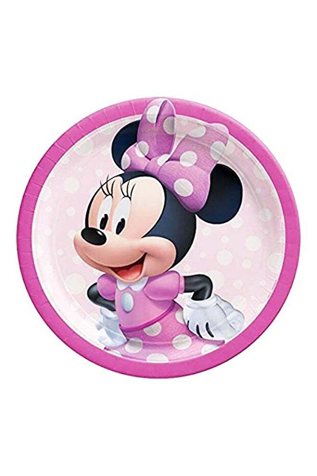 8-Piece Minnie Mouse Forever Round Paper Plate Kids Birthday Party Tableware, Party Supplies