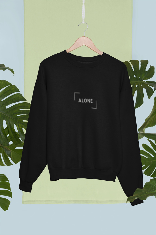 Alone Printed Cotton Long Sleeve 3 Thread Sha Fleece-Lined Nisex Sweatshirt