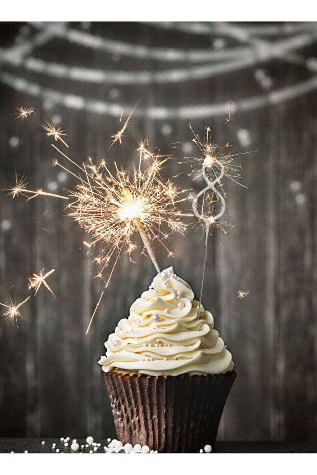 Silver Sparkler Candle - Number 8