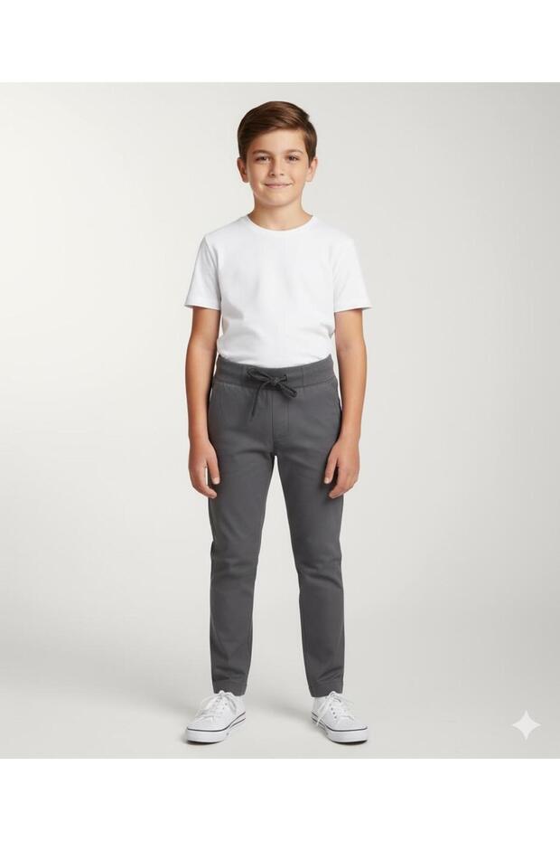Unisex Flexible Waist School Pants (Grey)