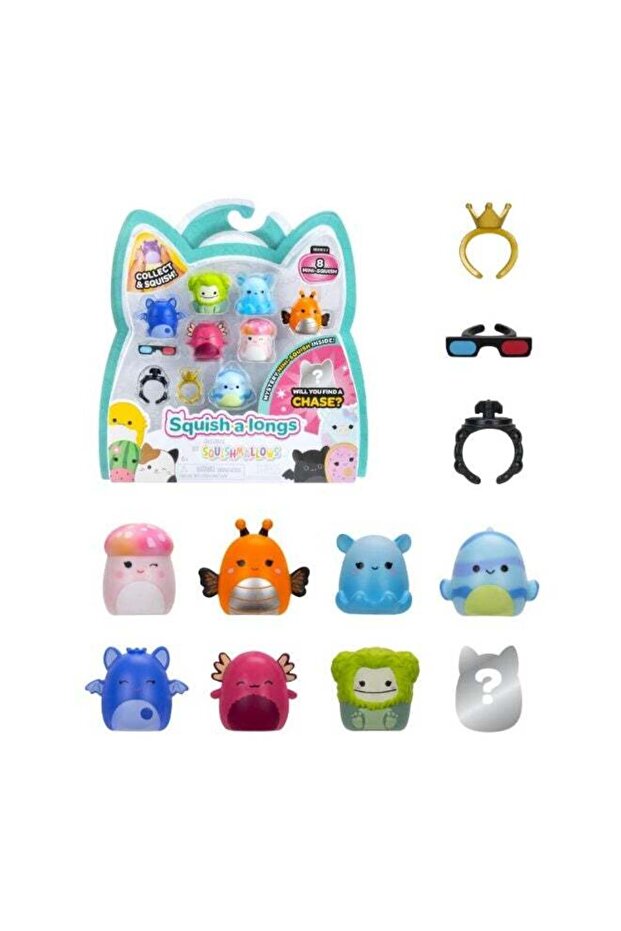 Squish-A-Longs By Squishmallows 8 Pack (Style 2- W2) - (8) 1” Mini-Squish With (2) Accessories, (1)