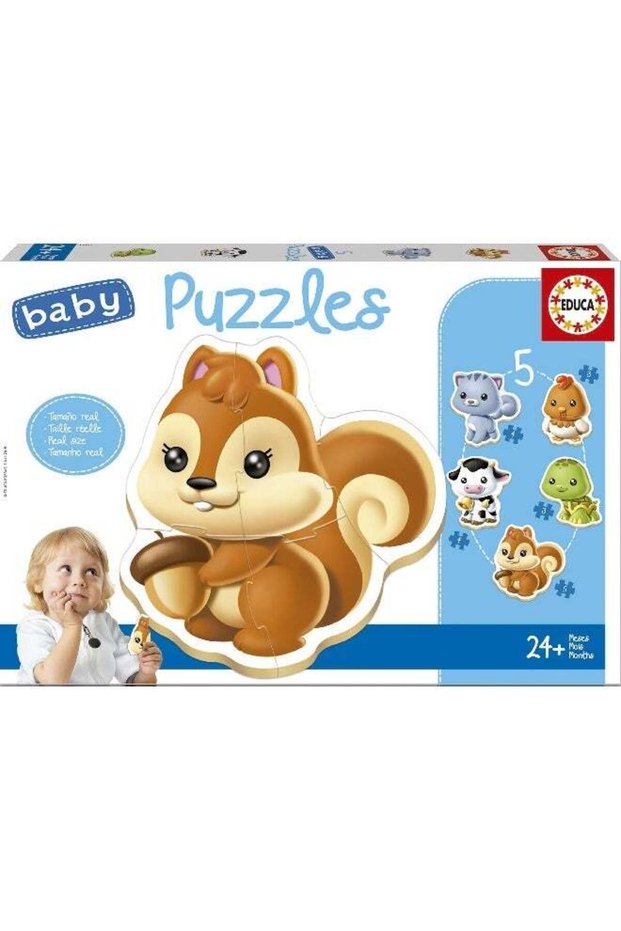 Animals, baby puzzle set with 5 puzzles from 2 to 5 piece for children from 24 months (13473)