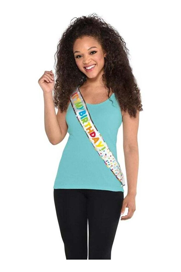 Amscan 340293 Rainbow Birthday Celebrant Fabric Sash with Sequins-1pc