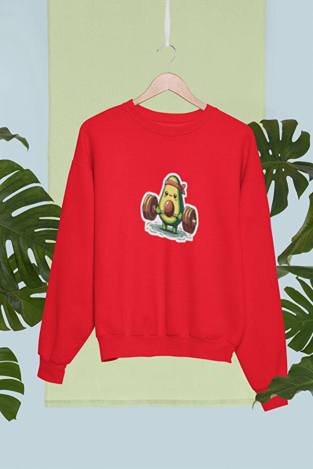 سترة رياضية من القطن بأكمام طويلة مطبوعة بطبعة الأفوكادو من BAR AVOCADO، مبطن بالصوف NISEX SWEATSHIRT