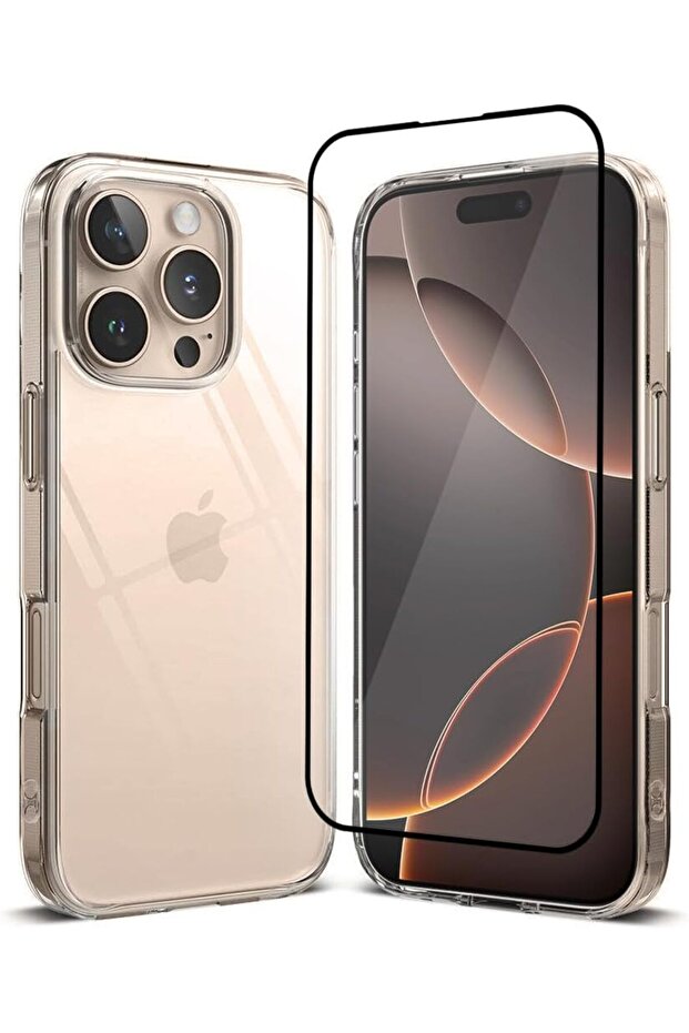 Clear TPU Case for iPhone 16 Pro Max - Ultra Slim, Shockproof (Clear Case + 1 Glass)