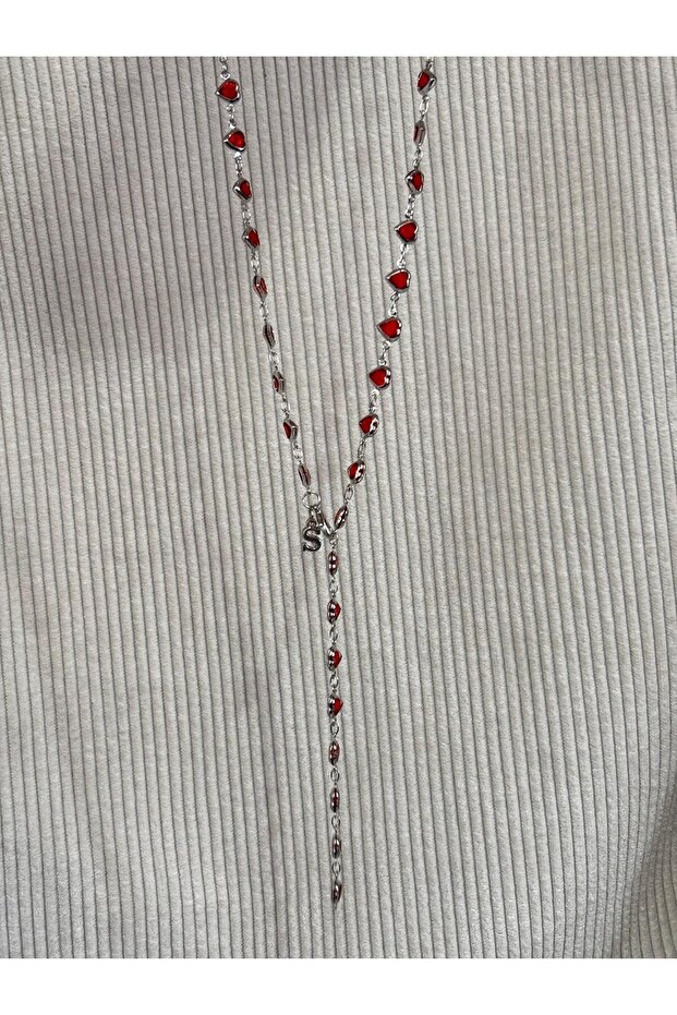 Red Heart Letter S Women's Y Necklace