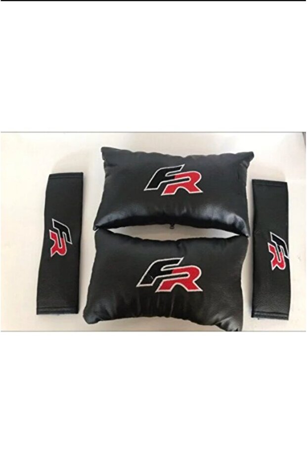 Seat Leon Fr Compatible Embroidered Leather 1 Pair of Neck Pillows and 1 Pair of Belt Pads