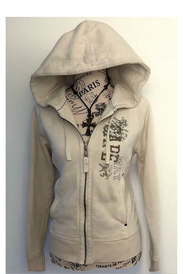 Cape Fermuarlı Kapüşonlu Basic Sweatshirt - 2