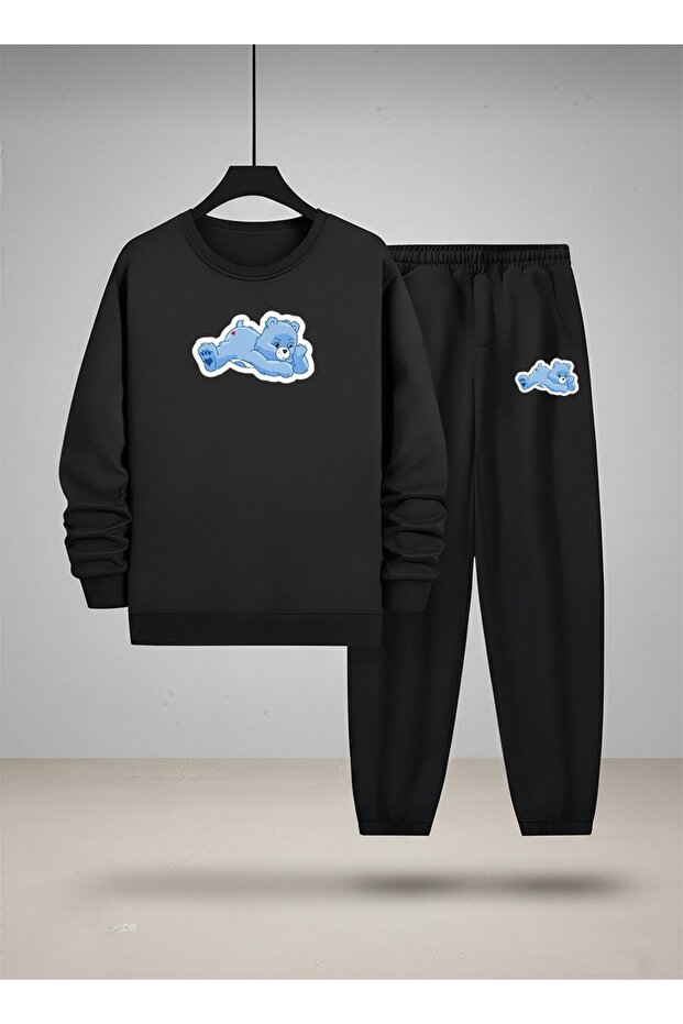 سويت شيرت للأطفال - طقم رياضي برقبة دائرية BLUE BEAR B مطبوع 3 Thread Shardonlu