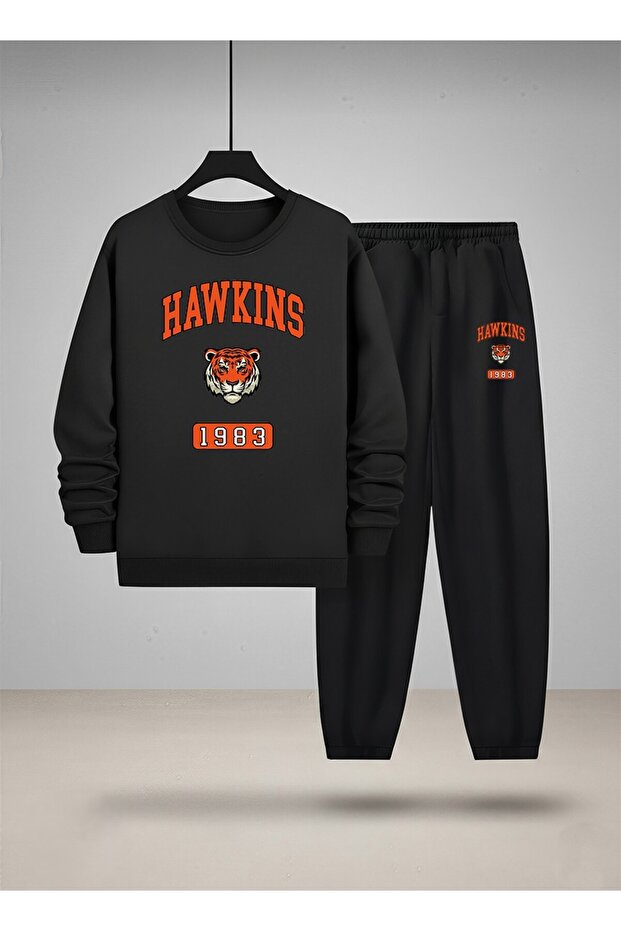 Children's Sweatshirt - Tracksuit Set Crew Neck High School B Printed 3 Thread Raised
