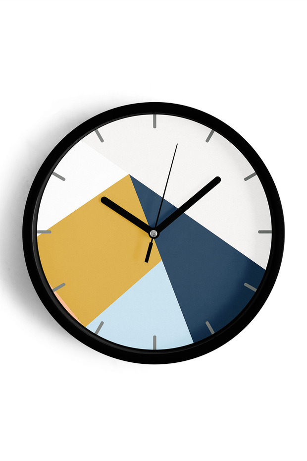 ساعة حائط بتصميم عصري - 25 سم - هيكل أسود مع واجهة زجاجية - آلية صامتة