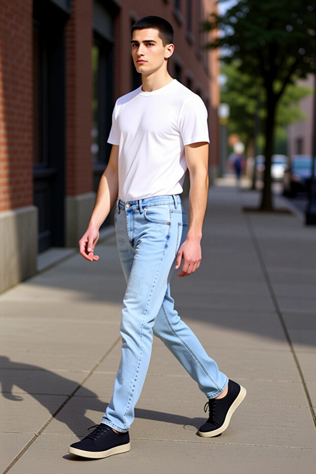 Men's Open Slim Fit Zippered Jeans Functional Durable Quality Comfortable Aesthetic
