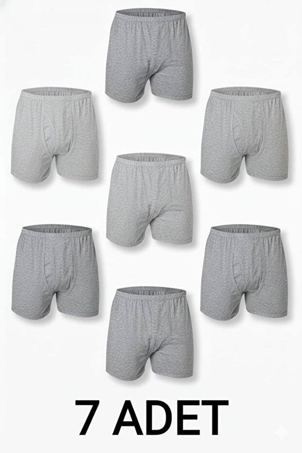 7 Pieces Gray 100% Cotton Comfortable Cut Men's Long Underwear Boxer