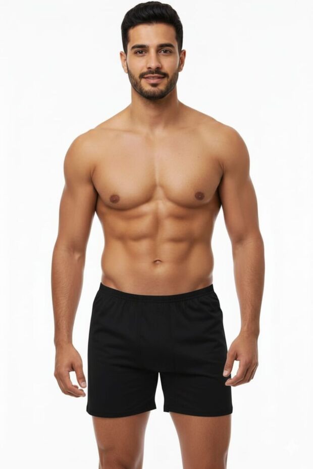 1 Piece Black 100% Cotton Comfortable Cut Men's Long Underwear Boxer
