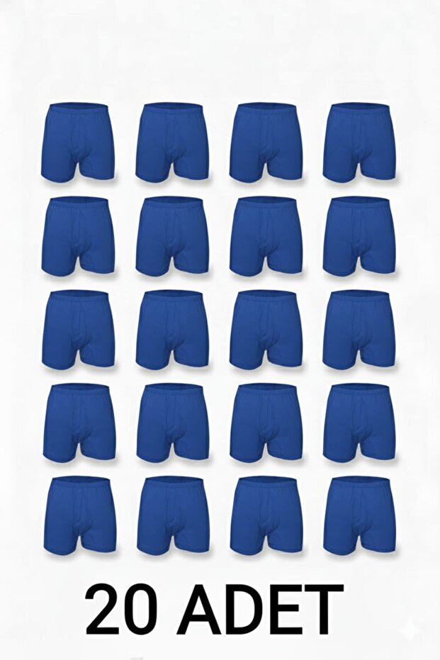 20 Pieces Cobalt Blue 100% Cotton Comfortable Cut Men's Long Underwear Boxer