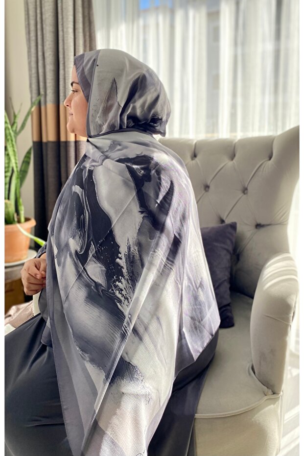 Dalgalı Soyut Desenli Şal - 4