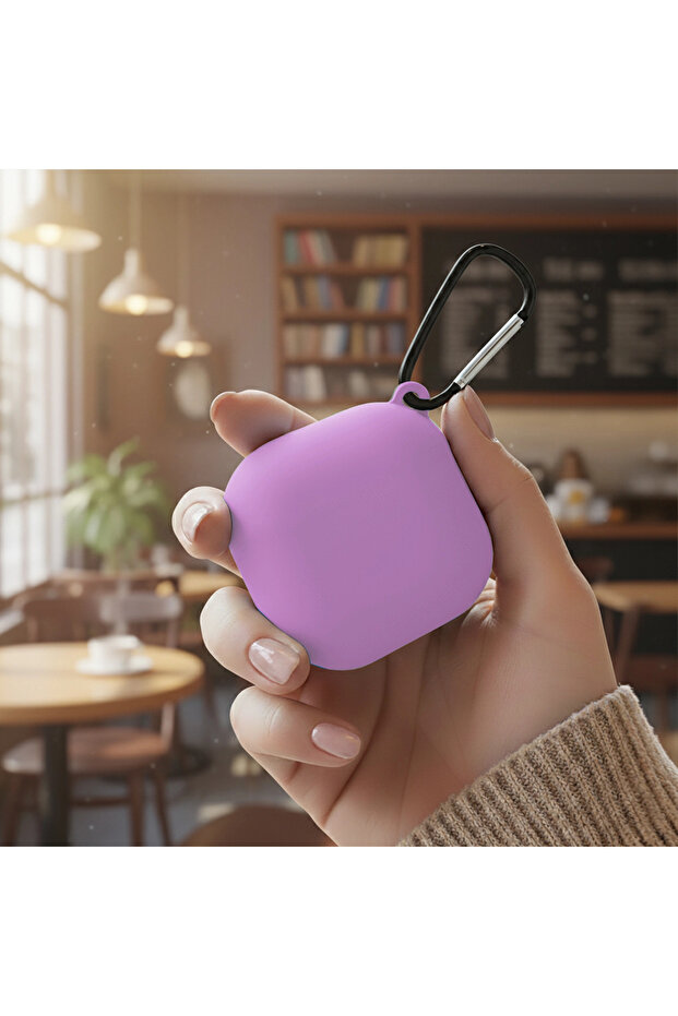 حافظة CaseOnn لسماعات Galaxy Buds FE - حافظة Buds Core مع حزام، سيليكون غير لامع بلون أرجواني