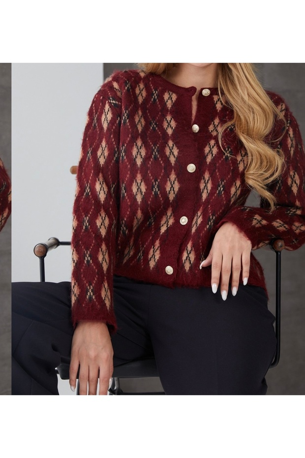 البقلاوة منقوشة سترة بأزرار - 2