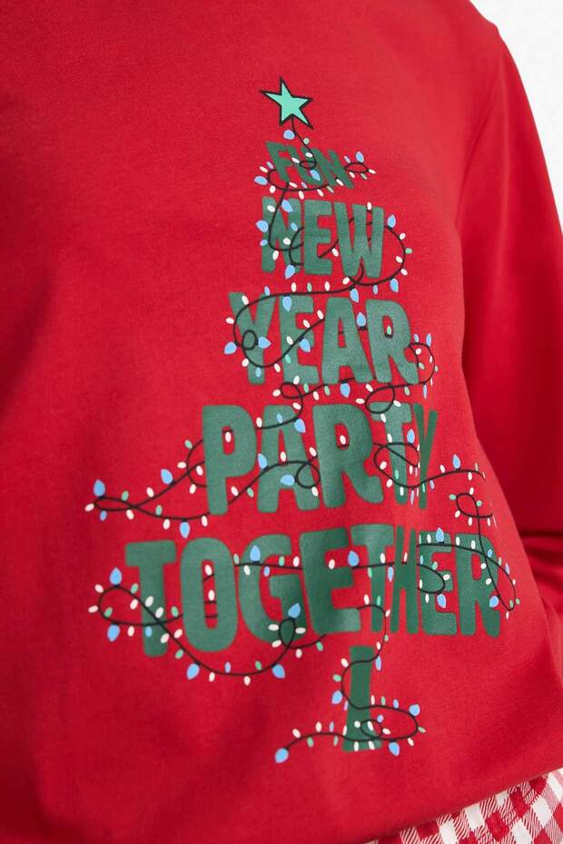 Yılbaşı Temalı Regular Fit Uzun Kollu Üst Uzun Alt-Fall in Love G0232AX25WN - 4