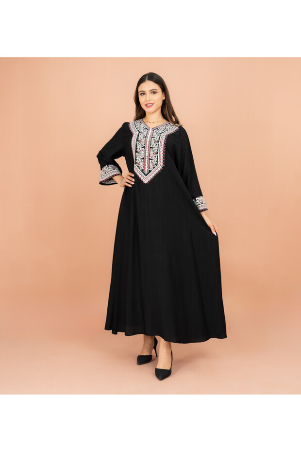 Classic Solid Embroidery Front and Sleeves Jalabiya
