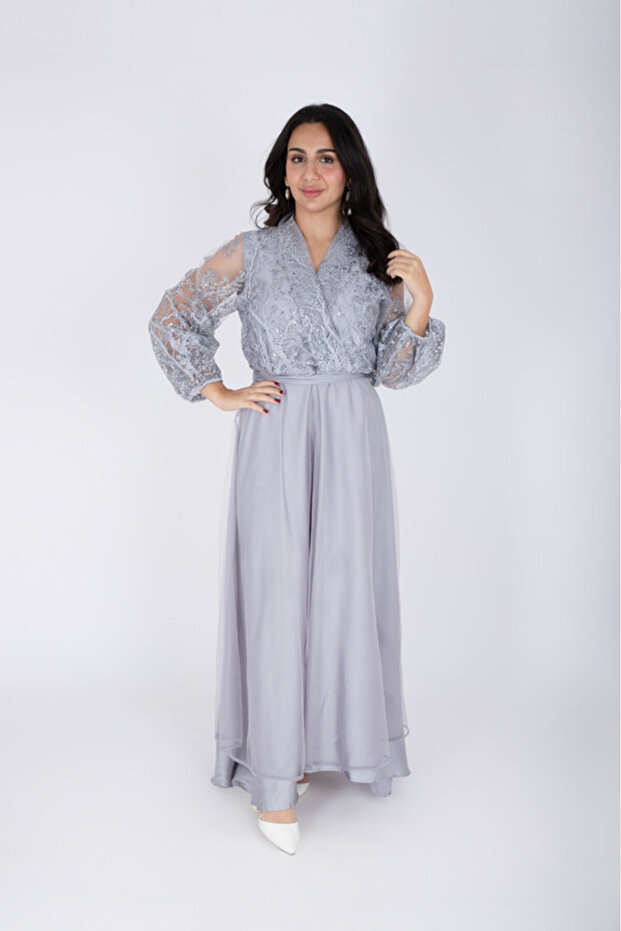 Chiffon Layered Dress Applique Design