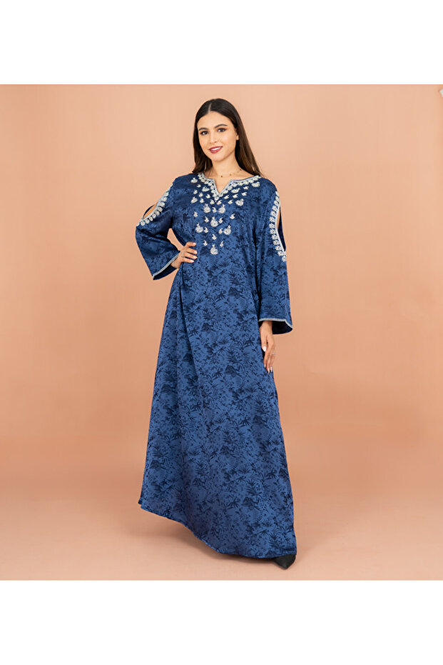 Classic Printed Jalabiya Cold Shoulder Crystal Designs