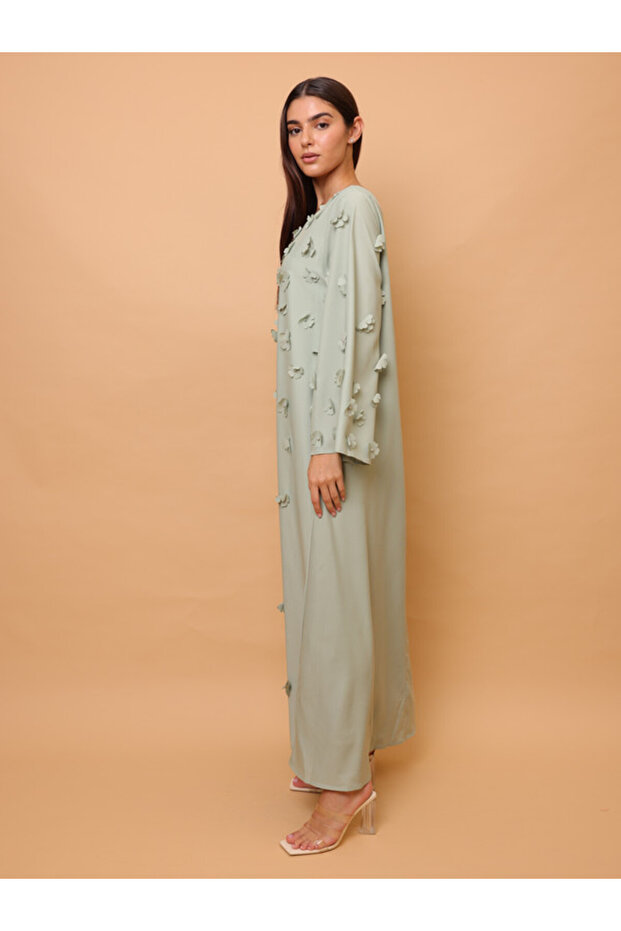 Solid 3D Flowers Elegant Jalabiya - 3