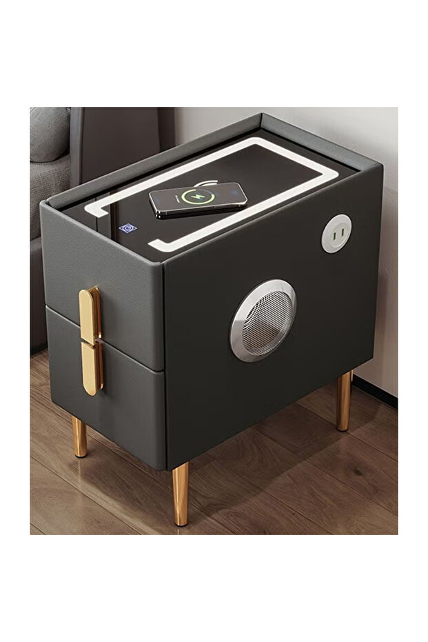 Smart bedside table rechargeable and multifunctional wireless Charging and BT speaker for bedroom
