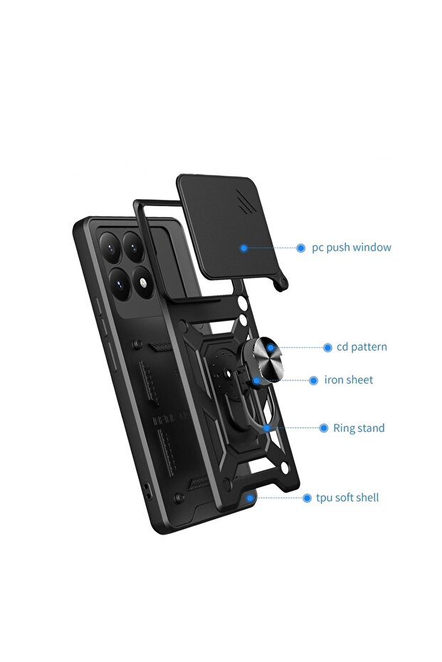 حافظة هاتف شاومي 15T مع حلقة وحامل - 3