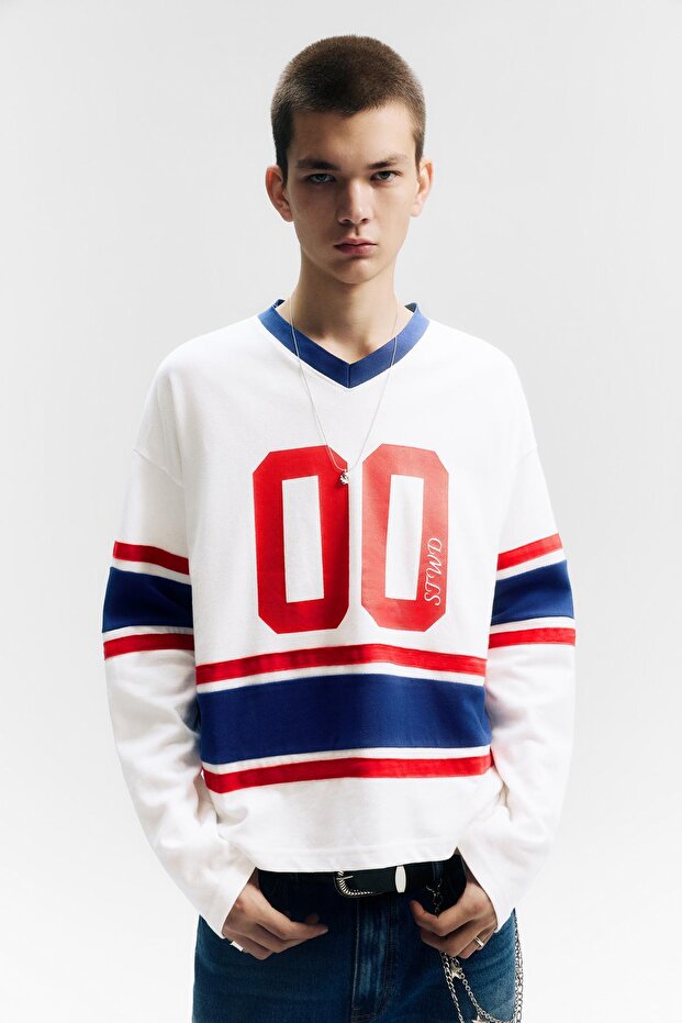 Numaralı panelli hokey tişörtü - 6