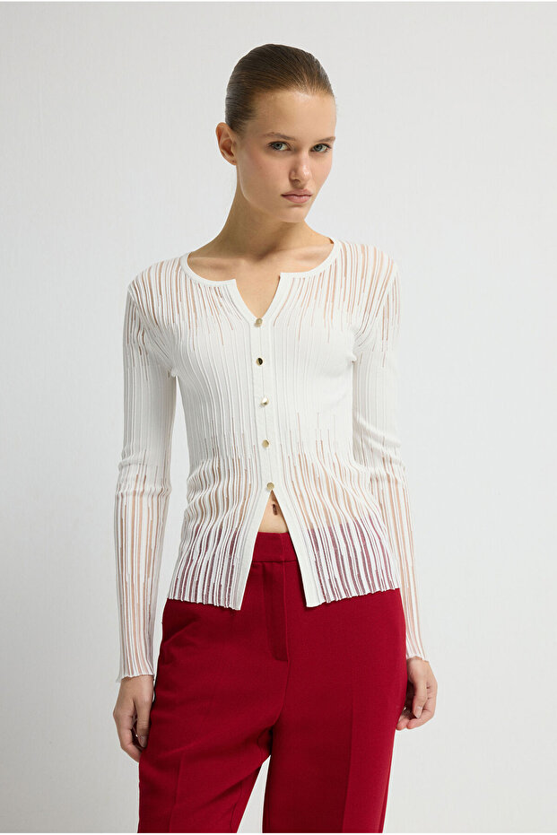 Ajurlu Triko Bluz - 5