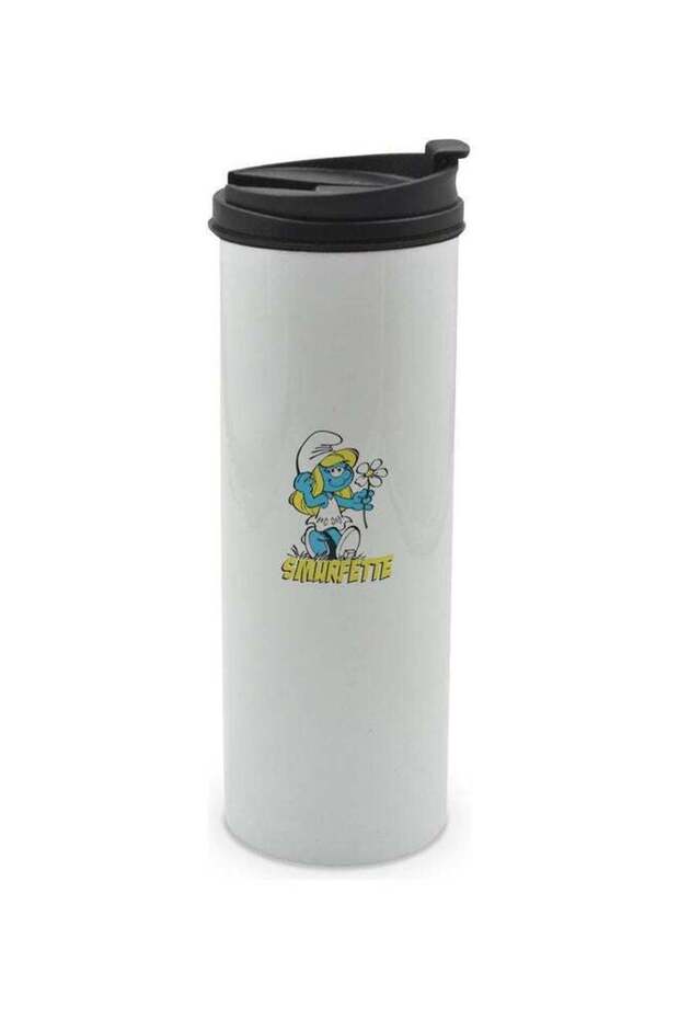 Smurfette Printed Tumbler With Lid White/Black/Blue
