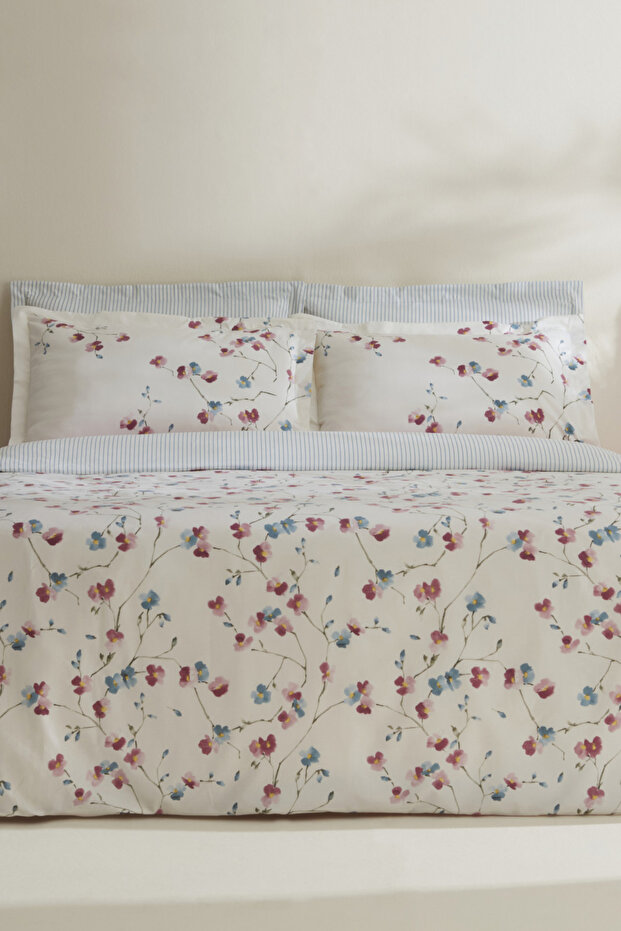 Lilian 100% Cotton 120 Thread Double Duvet Cover Set Pink