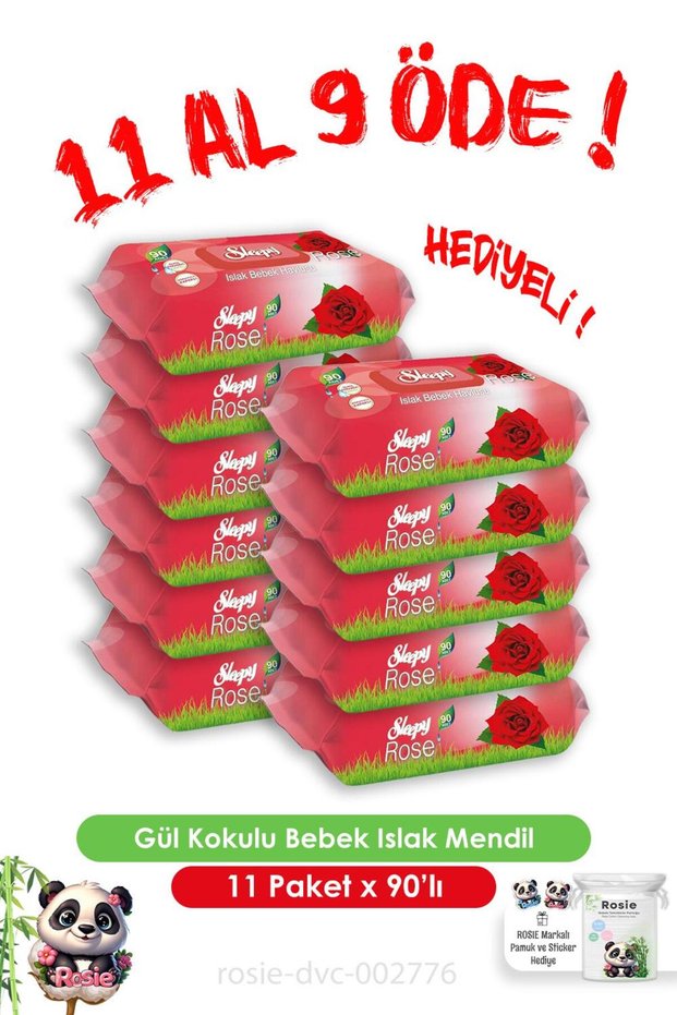 Buy 11 Get 9 Rose Scented Baby Wet Towels 90's and Rosie