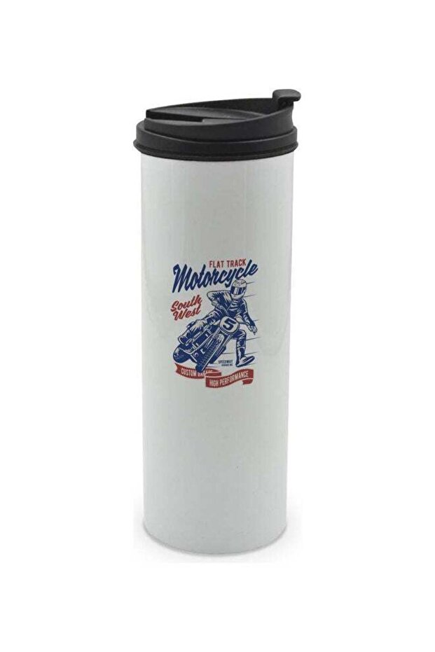 South West Bike Printed Double Wall Tumbler With Lid Multicolour 400ml