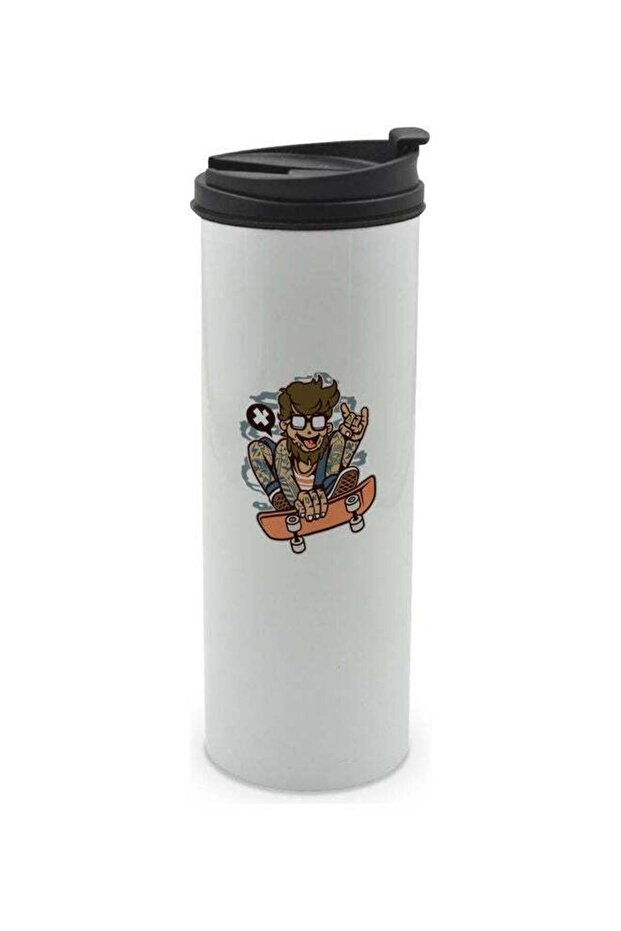 Funny Skater Boy Printed Tumbler With Lid Multicolour 400ml