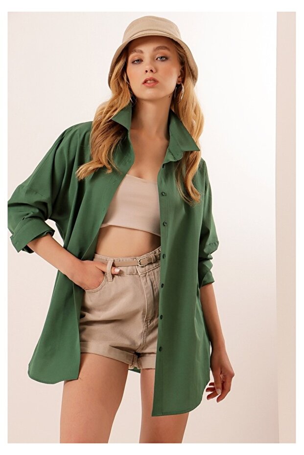 BASİC OVERSİZE UZUN GÖMLEK - 1