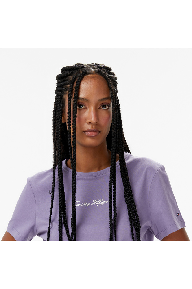 Classic Script Regular Kadın Mor T-Shirt - 4