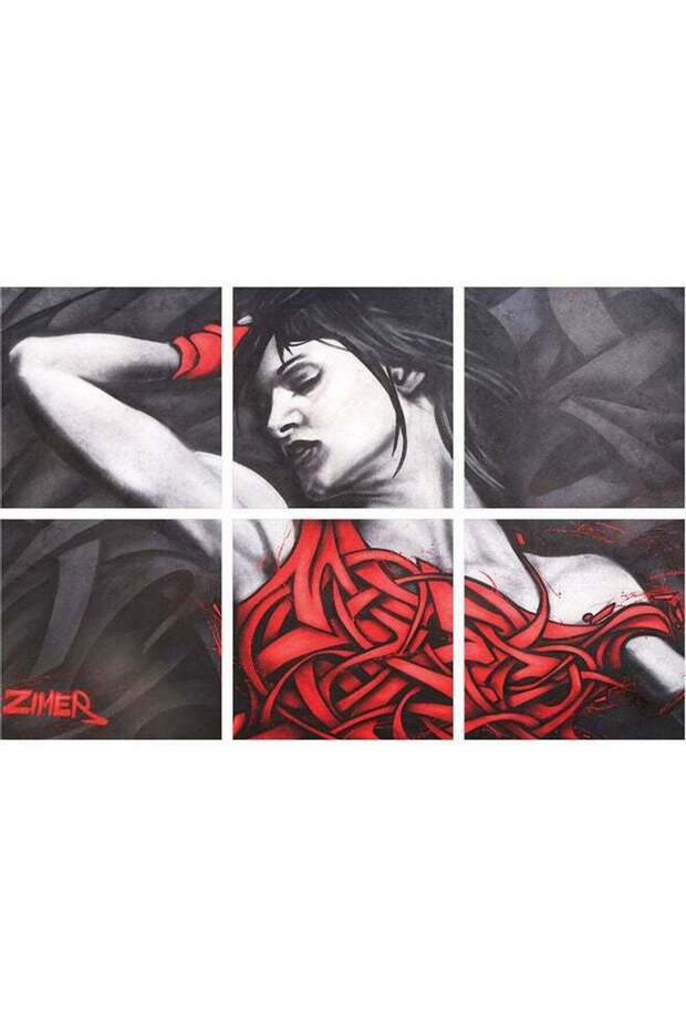 لوحة حائط بدون إطار مكونة من 6 قطع - متعددة الألوان - 1