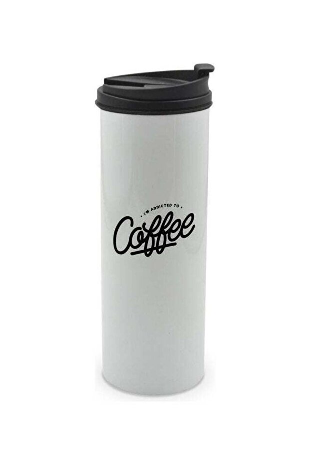 Coffee Printed Double Wall Tumbler With Lid Multicolour 400ml