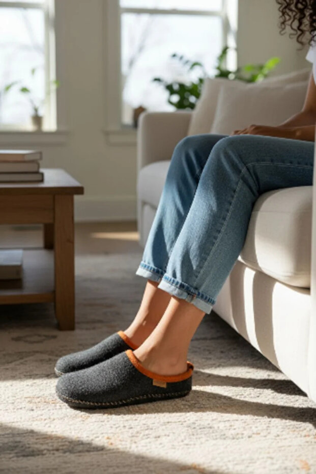 Unisex Non-Slip Sole Felt Comfortable Soft Sole Home Slippers
