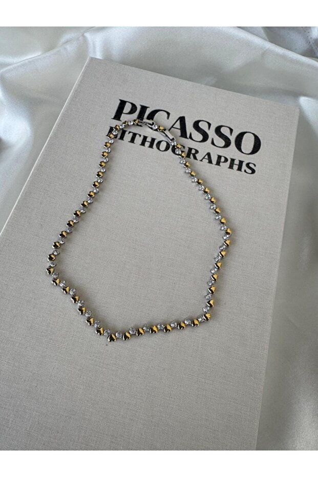 Gold Heart and Stone Detailed Necklace