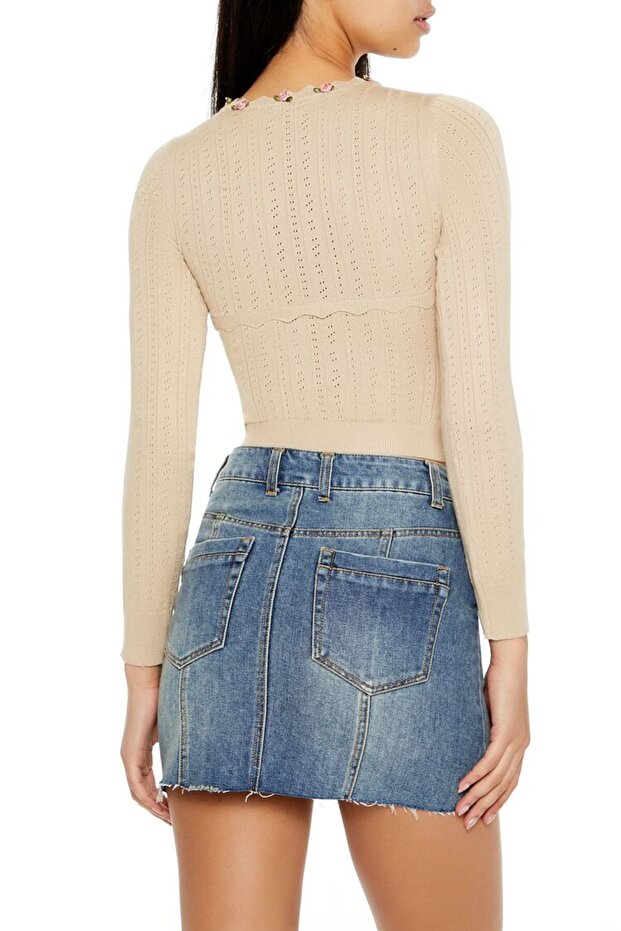 Kurdele Detaylı Triko Bluz - 6