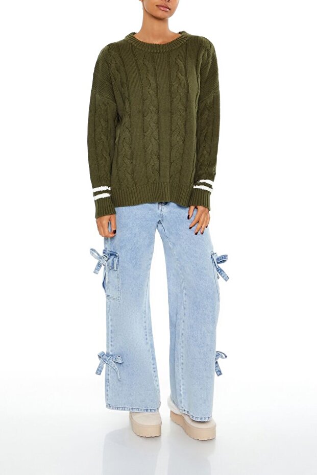 Çizgili Triko Kazak - 4