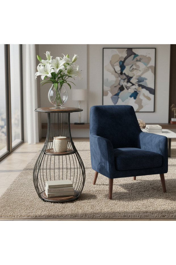 3 Katlı Ferforje Sehpa - 1