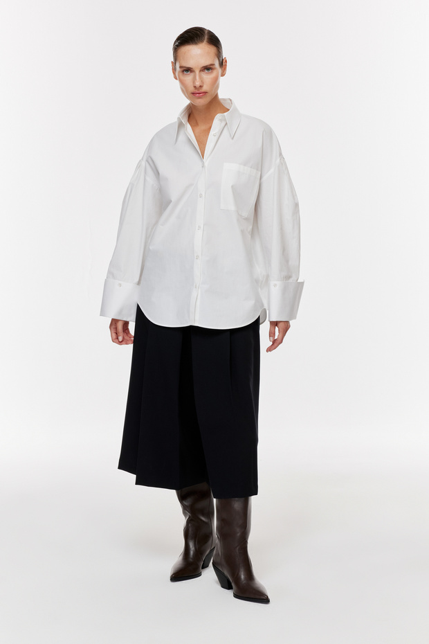 Manşet Kollu Oversize Gömlek - 2