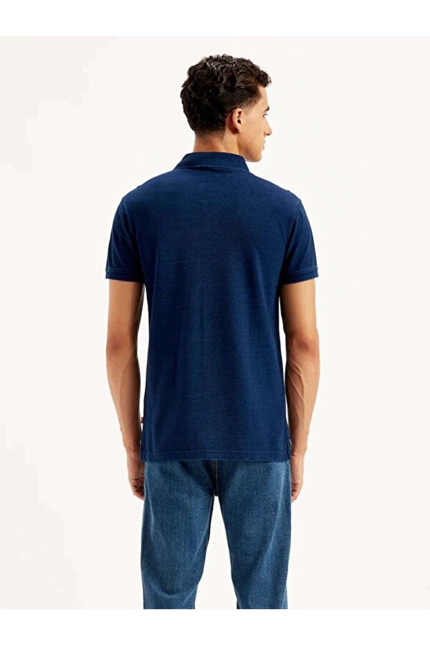 Solid Indigo Polo Tişört - 3