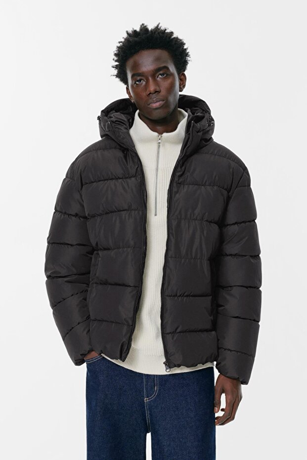 Kapüşonlu hafif şişme ceket - 3