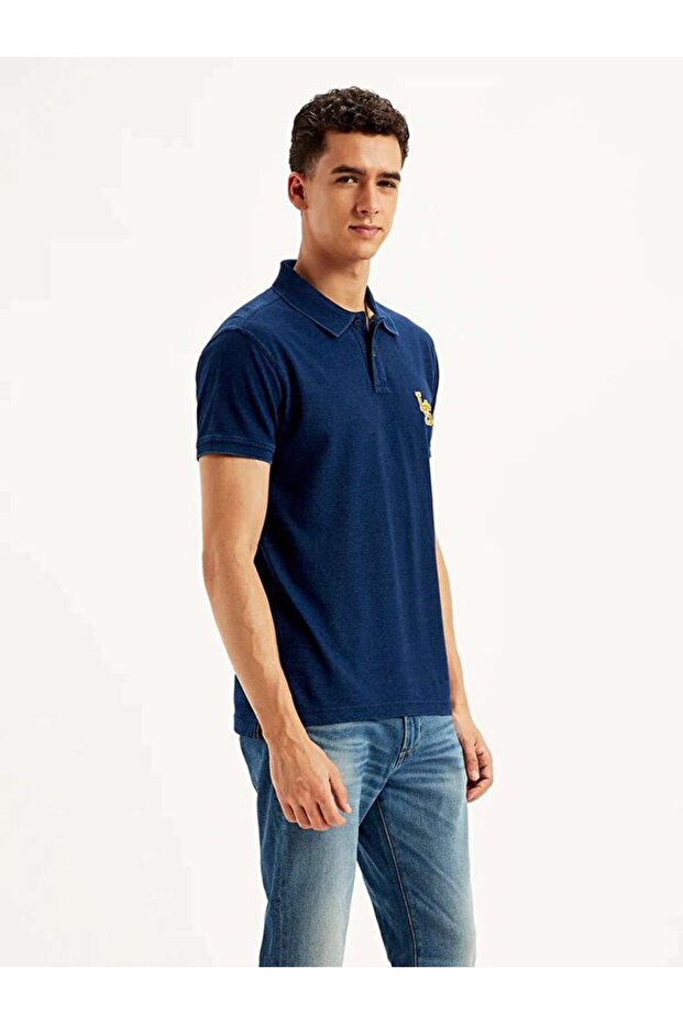 Solid Indigo Polo Tişört - 4