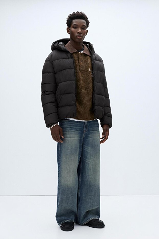 Kapüşonlu hafif şişme ceket - 1